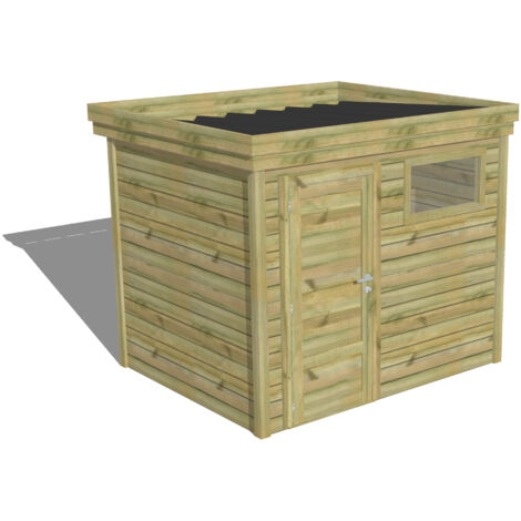 ABRI DE JARDIN bois Pin autoclave 27mm - 2,64x2,14m / 5,7m2 - Bac acier - Abri Français