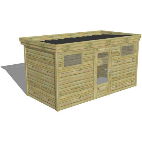 ABRI DE JARDIN bois Pin autoclave 27mm - 4,34x2,14m / 9,3m2 - Bac acier - Abri Français