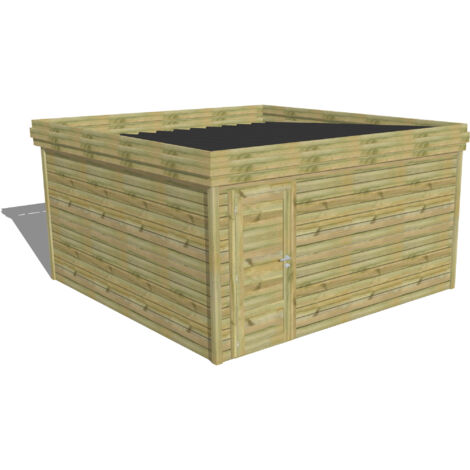 ABRI DE JARDIN bois Pin autoclave 27mm - 4,34x4,34m / 18,8m2 - Bac acier - Abri Français (1/5)