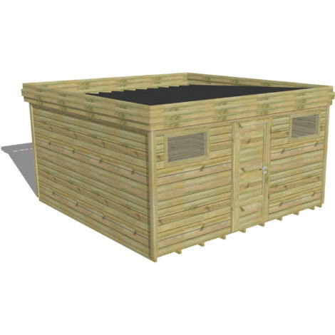ABRI DE JARDIN bois Pin autoclave 27mm - 4,34x4,34m / 18,8m2 - Bac acier - Plancher bois