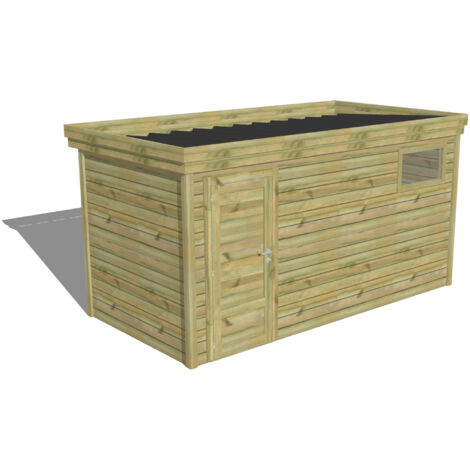 ABRI DE JARDIN bois Pin autoclave 27mm - 4,34x2,14m / 9,3m2 - Bac acier - Abri Français
