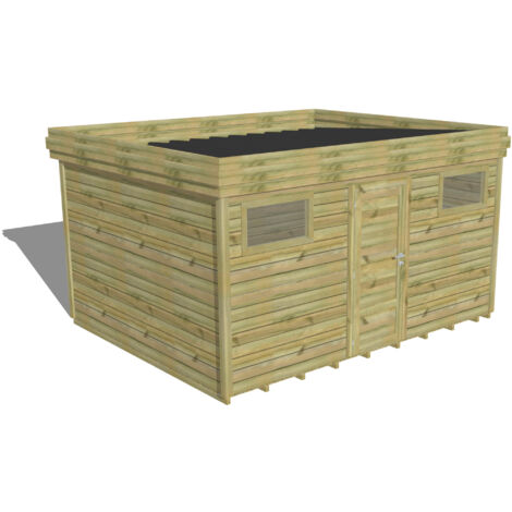 ABRI DE JARDIN bois Pin autoclave 27mm - 4,34x3,44m / 14,9m2 - Bac acier - Plancher bois (1/5)