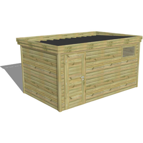 ABRI DE JARDIN bois Pin autoclave 27mm - 4,34x2,64m / 11,5m2 - Bac acier - Abri Français