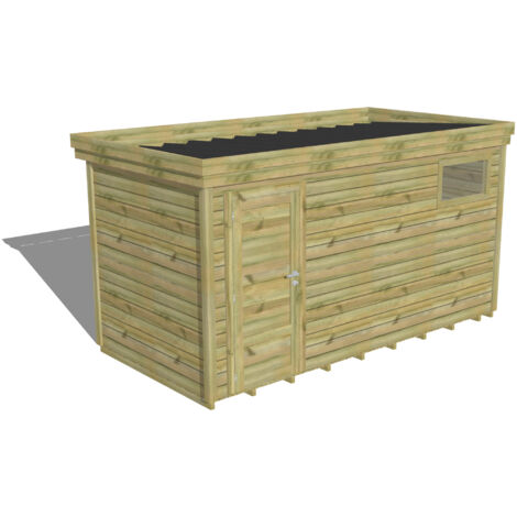 ABRI DE JARDIN bois Pin autoclave 27mm - 4,34x2,14m / 9,3m2 - Bac acier - Plancher bois (1/5)