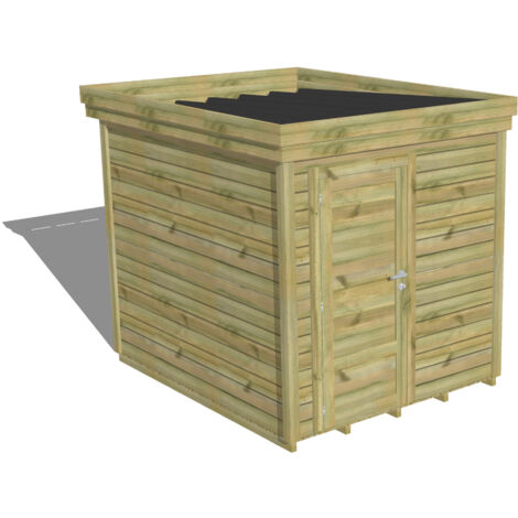 ABRI DE JARDIN bois Pin autoclave 27mm - 2,14x2,64m / 5,7m2 - Bac acier - Plancher bois