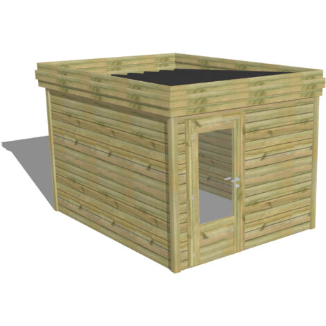 ABRI DE JARDIN bois Pin autoclave 27mm - 2,64x3,44m / 9,1m2 - Bac acier - Abri Français