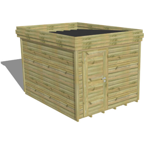 ABRI DE JARDIN bois Pin autoclave 27mm - 2,64x3,44m / 9,1m2 - Bac acier - Plancher bois
