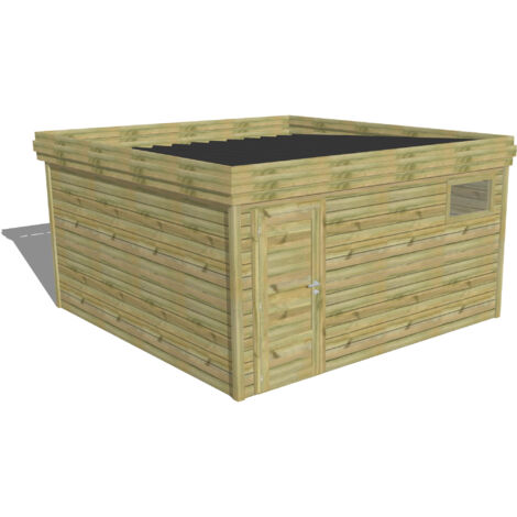 ABRI DE JARDIN bois Pin autoclave 27mm - 4,34x4,34m / 18,8m2 - Bac acier - Abri Français