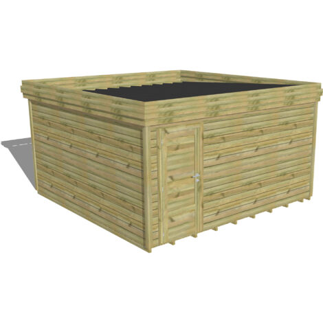 ABRI DE JARDIN bois Pin autoclave 27mm - 4,34x4,34m / 18,8m2 - Bac acier - Plancher bois