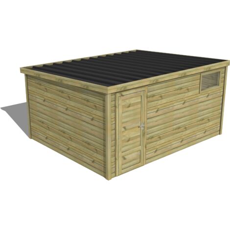 ABRI DE JARDIN bois traité 27mm, Essentiel, 4,3x3,4m, 15m2
