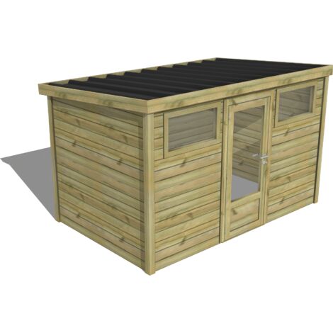 ABRI DE JARDIN bois traité 27mm, Essentiel, 3,4x2,1m, 7m2