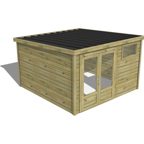 ABRI DE JARDIN bois traité 27mm, Essentiel, 3,4x3,4m, 12m2