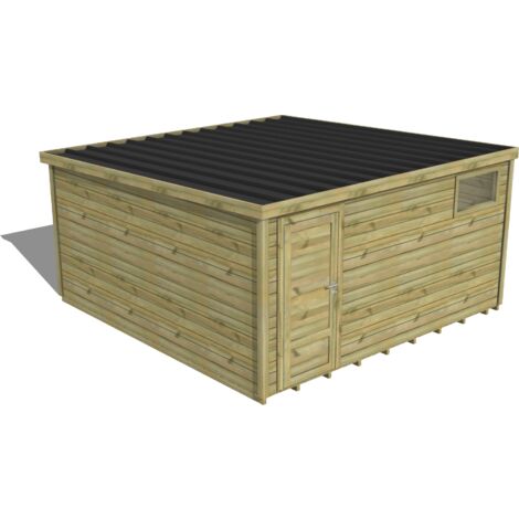 ABRI DE JARDIN bois traité 27mm, Essentiel, 4,3x4,3m, 19m2, Plancher