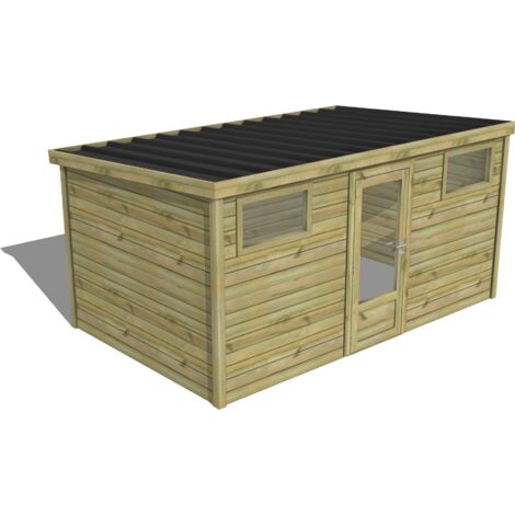 ABRI DE JARDIN bois traité 27mm, Essentiel, 4,3x2,6m, 11m2