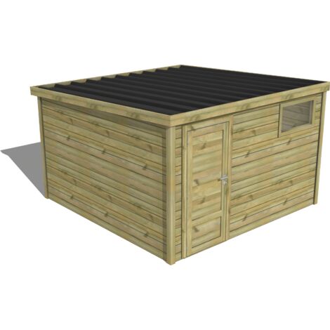 ABRI DE JARDIN bois traité 27mm, Essentiel, 3,4x3,4m, 12m2
