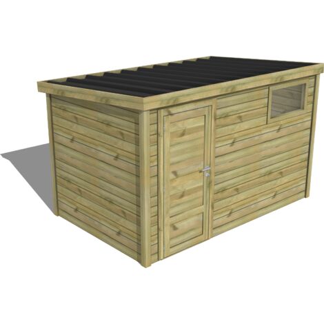 ABRI DE JARDIN bois traité 27mm, Essentiel, 3,4x2,1m, 7m2