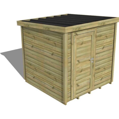 Abri Français – Abri de jardin bois pin traité autoclave 28mm – Bac acier – Plancher en bois massif – Dimensions 2,14x2,14m – Surface 5m²