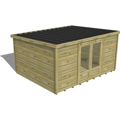 ABRI DE JARDIN bois traité 27mm, Essentiel, 4,3x3,4m, 15m2, Plancher (1/3)