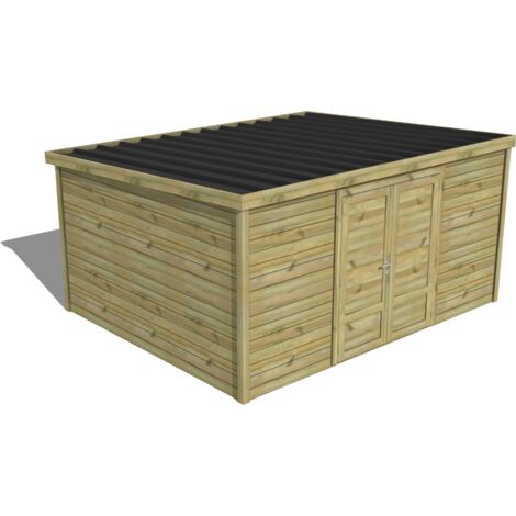 ABRI DE JARDIN bois traité 27mm, Essentiel, 4,3x3,4m, 15m2