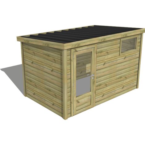 ABRI DE JARDIN bois traité 27mm, Essentiel, 3,4x2,1m, 7m2
