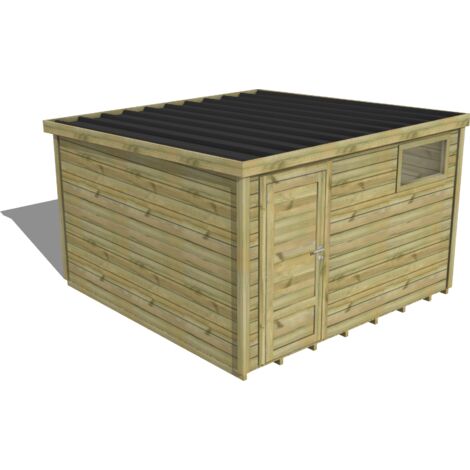 ABRI DE JARDIN bois traité 27mm, Essentiel, 3,4x3,4m, 12m2, Plancher