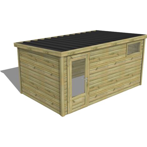 ABRI DE JARDIN bois traité 27mm, Essentiel, 4,3x2,6m, 11m2