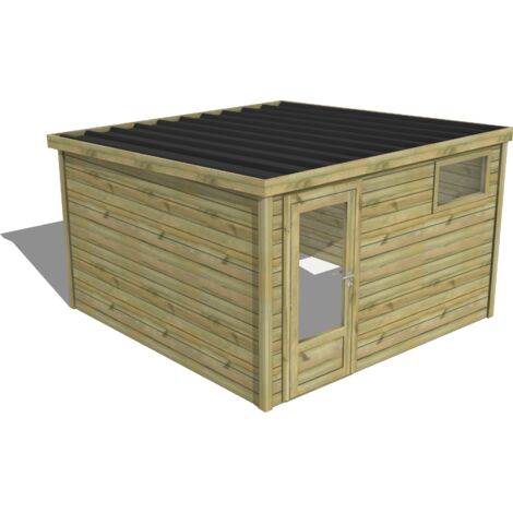 ABRI DE JARDIN bois traité 27mm, Essentiel, 3,4x3,4m, 12m2