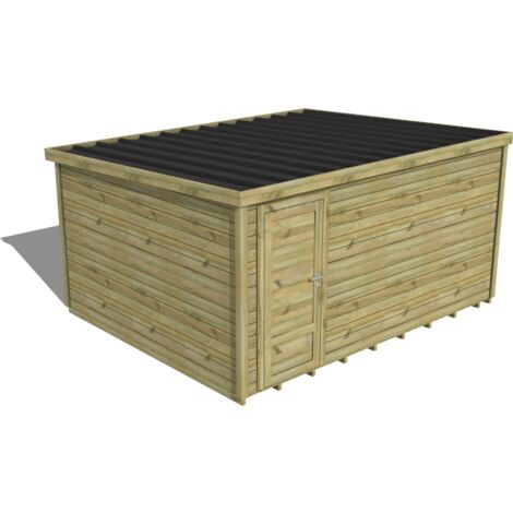 ABRI DE JARDIN bois traité 27mm, Essentiel, 4,3x3,4m, 15m2, Plancher
