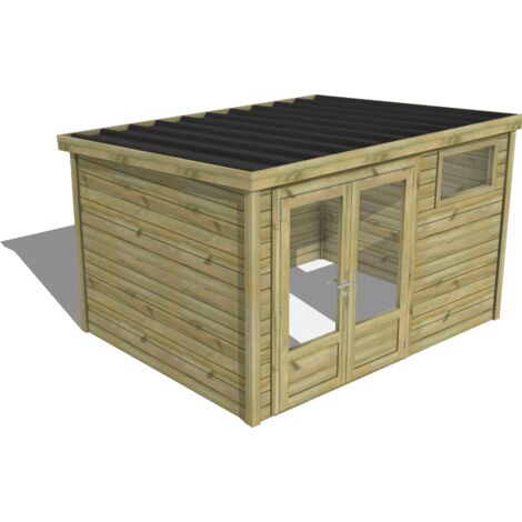 ABRI DE JARDIN bois traité 27mm, Essentiel, 3,4x2,6m, 9m2