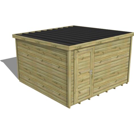 ABRI DE JARDIN bois traité 27mm, Essentiel, 3,4x3,4m, 12m2, Plancher