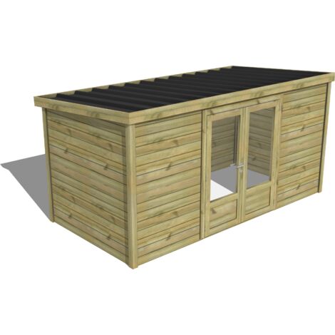 ABRI DE JARDIN bois traité 27mm, Essentiel, 4,3x2,1m, 9m2