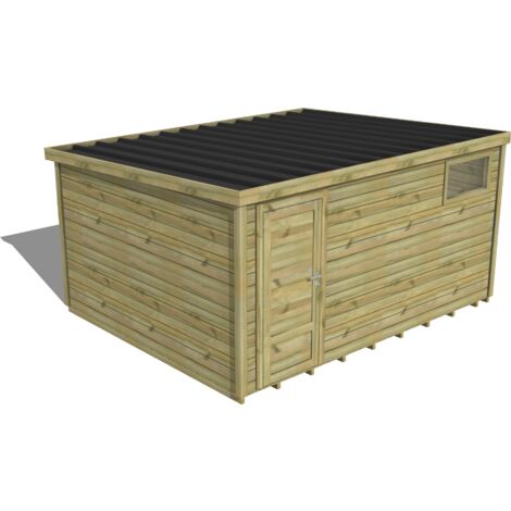 ABRI DE JARDIN bois traité 27mm, Essentiel, 4,3x3,4m, 15m2, Plancher