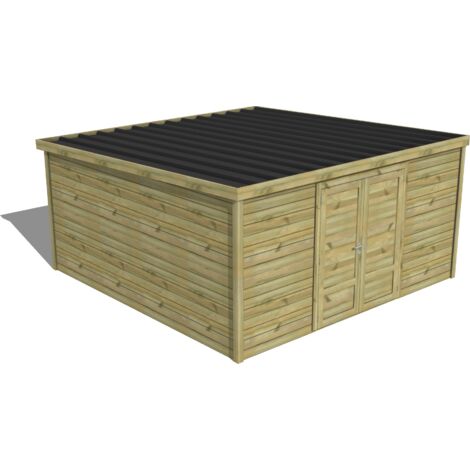 ABRI DE JARDIN bois traité 27mm, Essentiel, 4,3x4,3m, 19m2