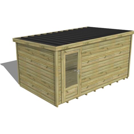 ABRI DE JARDIN bois traité 27mm, Essentiel, 4,3x2,6m, 11m2, Plancher (1/3)