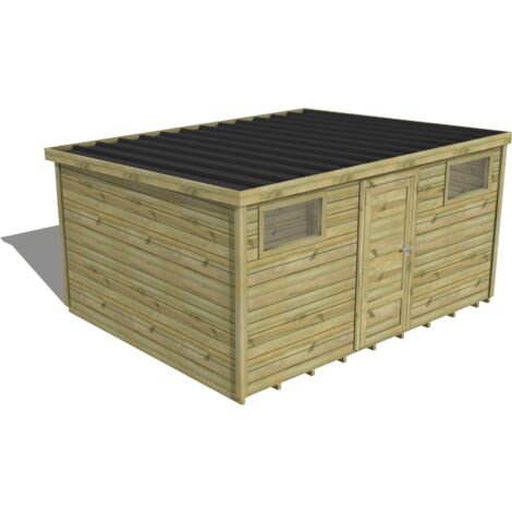 ABRI DE JARDIN bois traité 27mm, Essentiel, 4,3x3,4m, 15m2, Plancher (1/3)