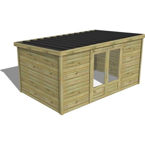 ABRI DE JARDIN bois traité 27mm, Essentiel, 4,3x2,6m, 11m2