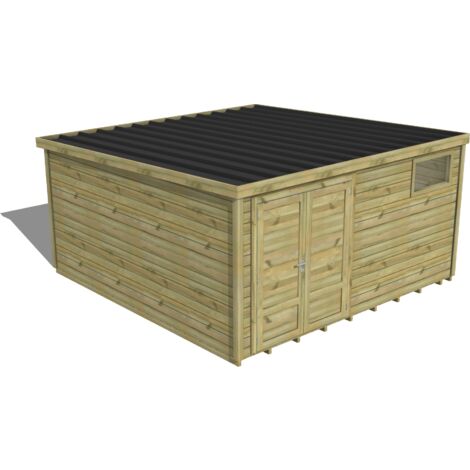 ABRI DE JARDIN bois traité 27mm, Essentiel, 4,3x4,3m, 19m2, Plancher (1/3)