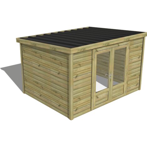 ABRI DE JARDIN bois traité 27mm, Essentiel, 3,4x2,6m, 9m2