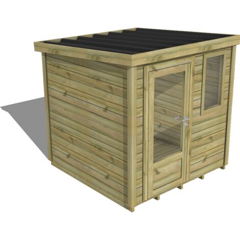 Abri Français – Abri de jardin en pin traité autoclave 28mm – Bac acier – Dimensions 2,14x2,34m – Plancher en bois massif – Installation facile