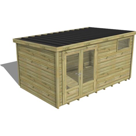 ABRI DE JARDIN bois traité 27mm, Essentiel, 4,3x2,6m, 11m2, Plancher