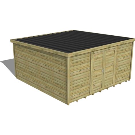 ABRI DE JARDIN bois traité 27mm, Essentiel, 4,3x4,3m, 19m2, Plancher (1/3)