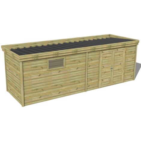 ABRI DE JARDIN bois traité 27mm, 7,3x2,1m, 16m2