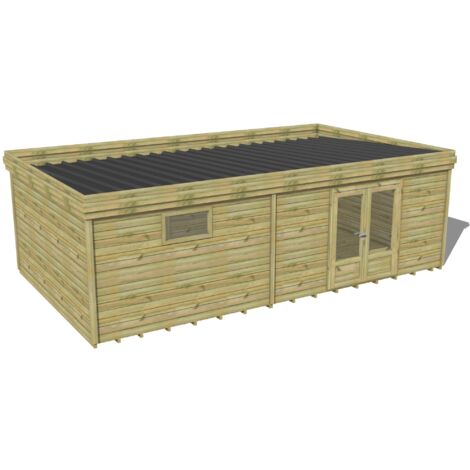 ABRI DE JARDIN bois traité 27mm, 8,2x4,3m, 36m2, Plancher