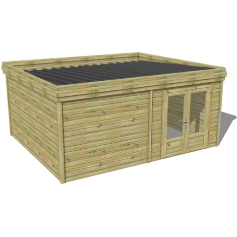 ABRI DE JARDIN bois traité 27mm, 5,7x4,3m, 25m2