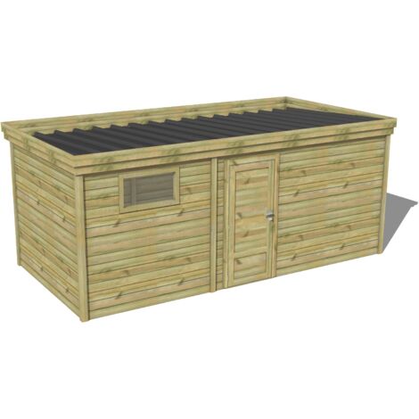ABRI DE JARDIN bois traité 27mm, 6x2,6m, 16m2