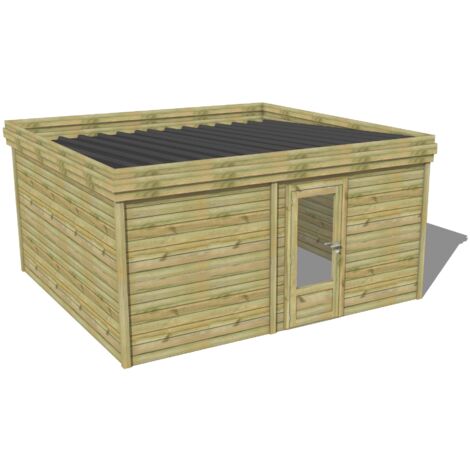 ABRI DE JARDIN bois traité 27mm, 4,7x4,3m, 20m2