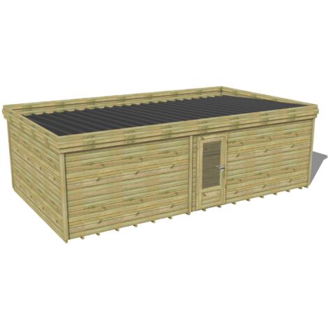 ABRI DE JARDIN bois traité 27mm, 8,2x4,3m, 36m2, Plancher