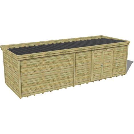 ABRI DE JARDIN bois traité 27mm, 8,2x2,6m, 22m2, Plancher