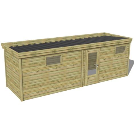 ABRI DE JARDIN bois traité 27mm, 7,3x2,1m, 16m2