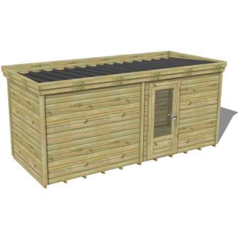 ABRI DE JARDIN bois traité 27mm, 5,7x2,1m, 12m2, Plancher